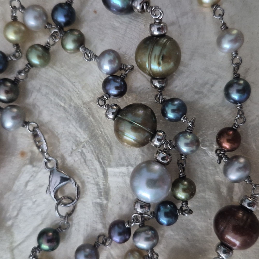 Honora Pearl Necklace, Multi Color With Silver - Picture 2 of 4